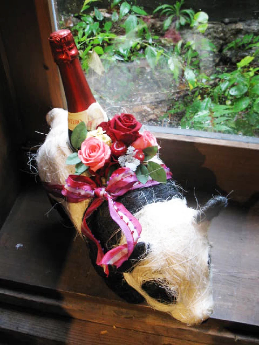 結婚祝い 還暦祝い 誕生日祝い 出産祝い[花 ギフト]プリザーブドフラワーと天使のロッソ パンダ(赤)