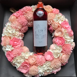 結婚祝 出産祝い 当社のオリジナルロゼワイン 生き様ワイン『Love』とドライフラワーのリース